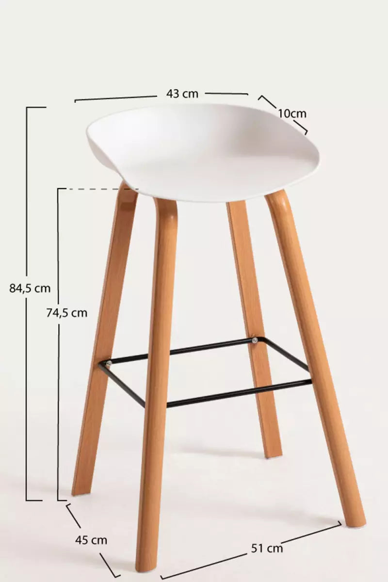 Bar Metal Stool Made in Metal Base Frame Legs and Seat in Plastic for Shop & Home