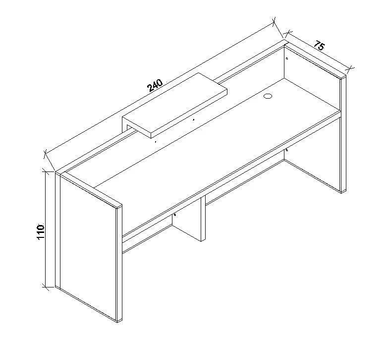 Modern Reception Table For Office with Tobacco Wood & Dark Concrete Finish -Engineered Wood Body & E1 Environmental Boards