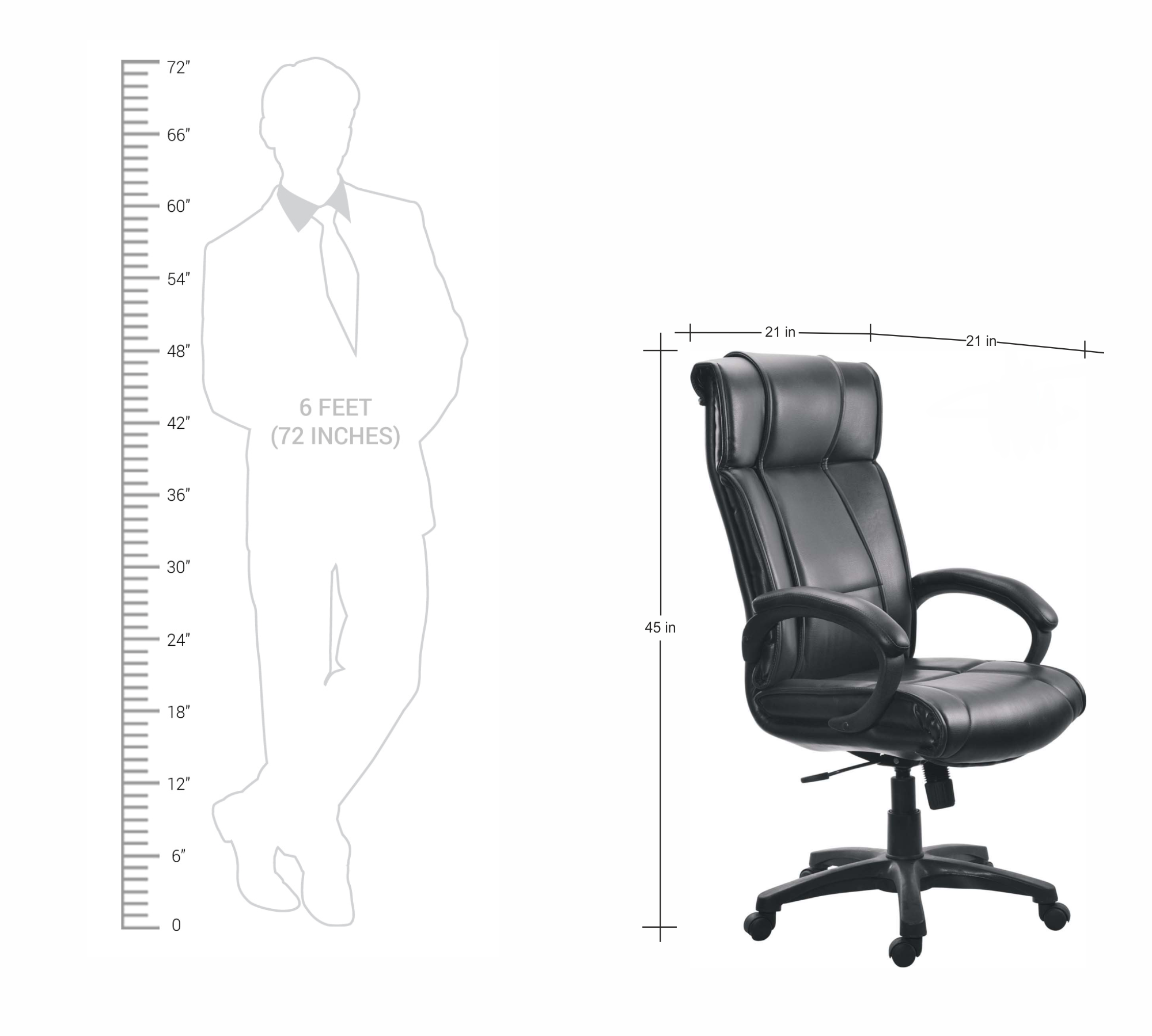 High Back Director Office Chair with Height Adjustable Nylon Base