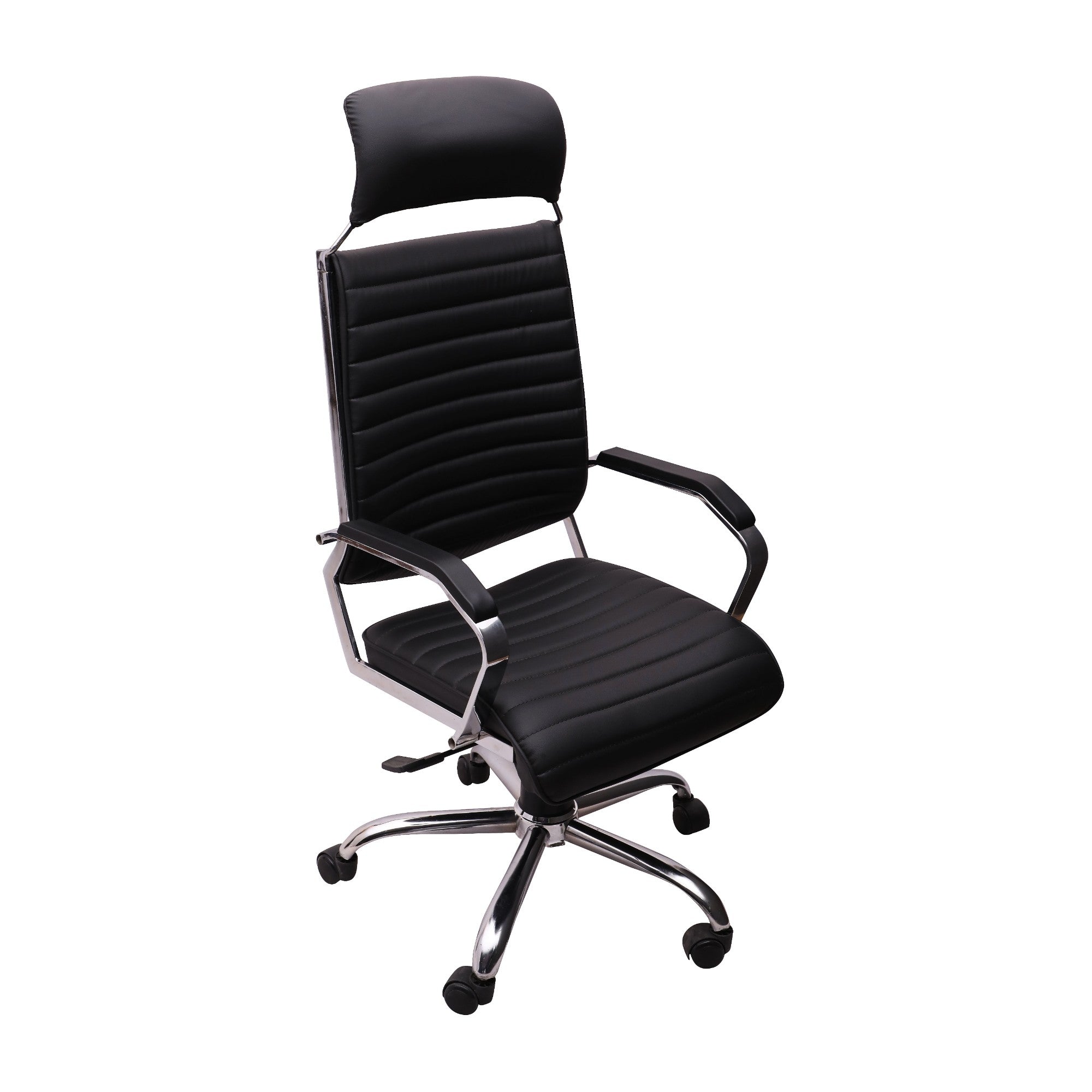 High Back Office Director Chair with Headrest & Chrome Base