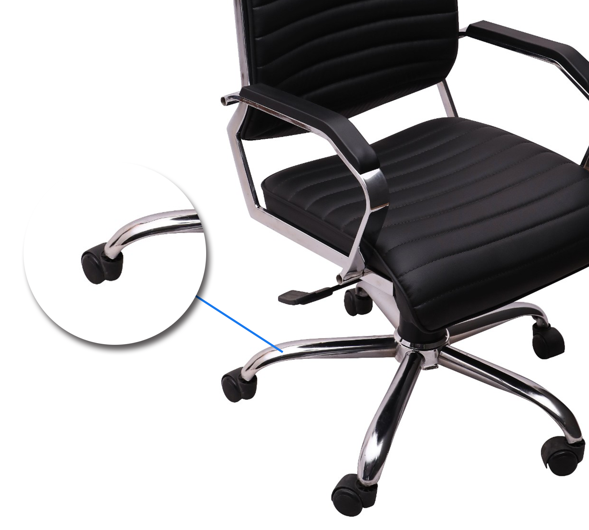 High Back Office Director Chair with Headrest & Chrome Base