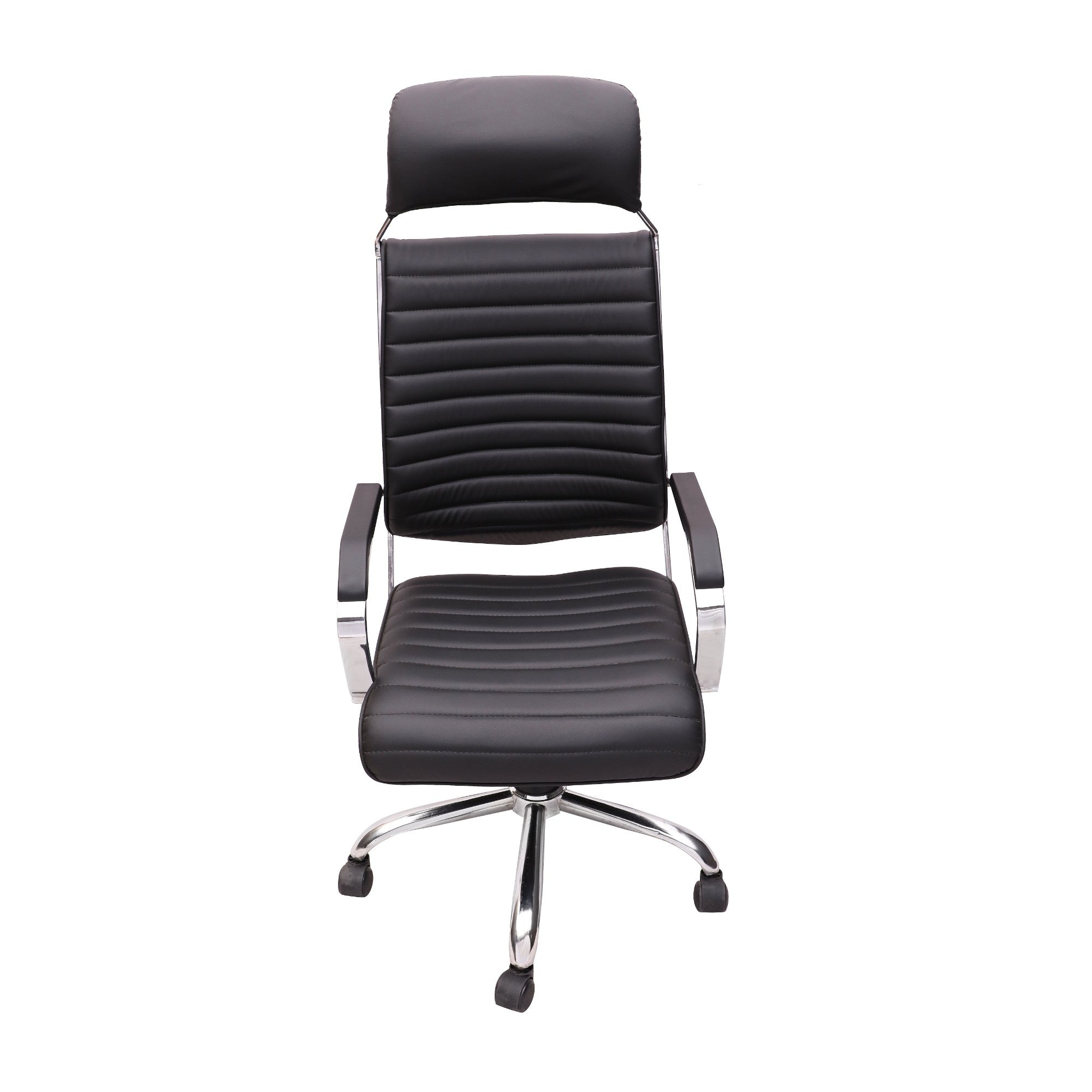 High Back Office Director Chair with Headrest & Chrome Base