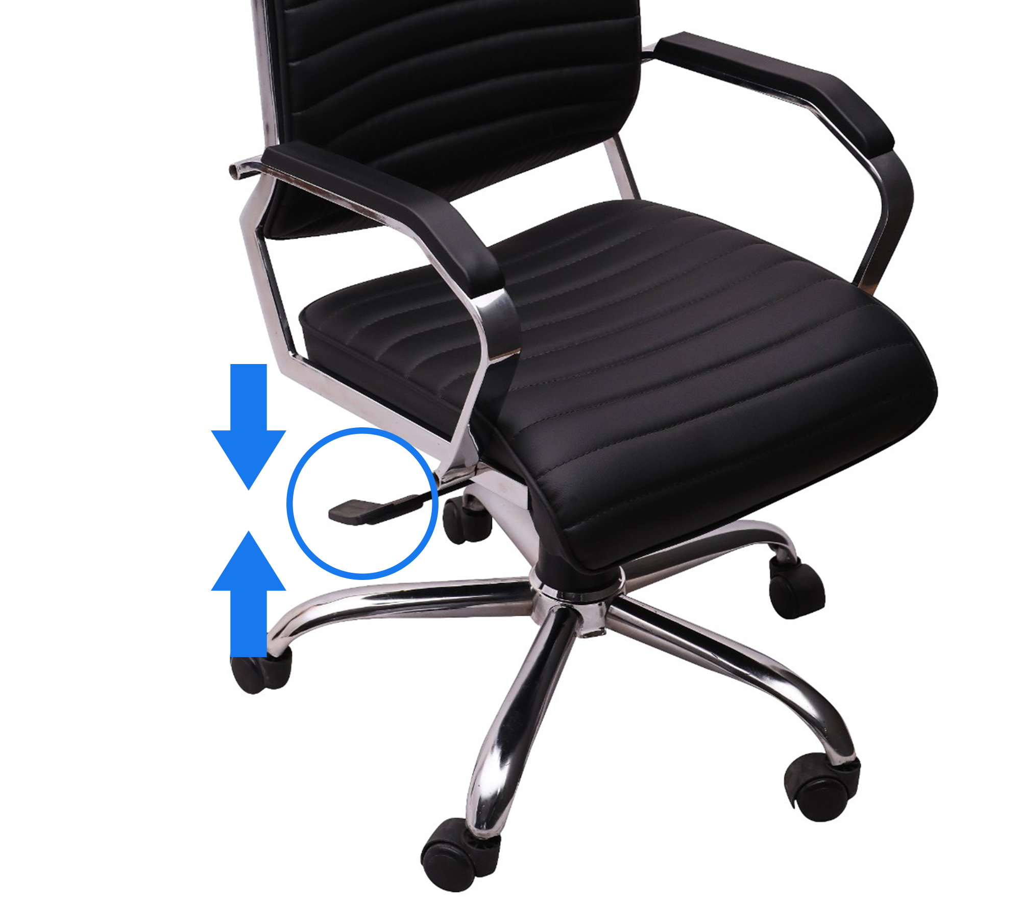 High Back Office Director Chair with Headrest & Chrome Base