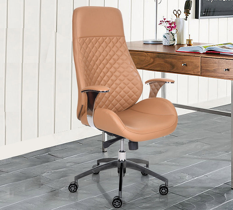 High Back Executive Office Chair with Chrome Base and Leatherette Upholstery