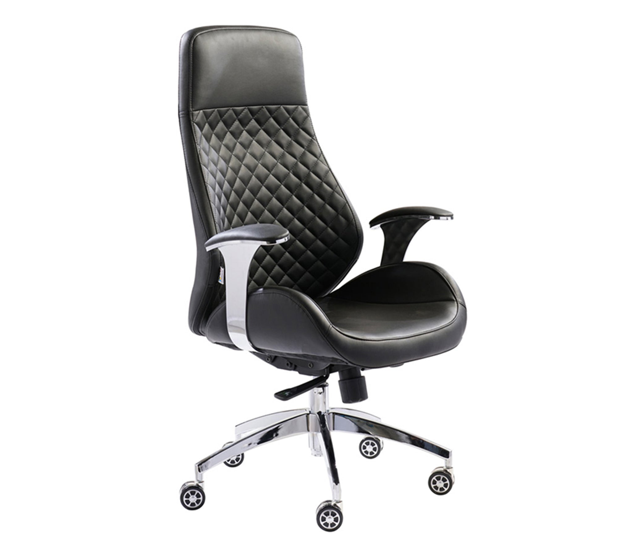 High Back Executive Office Chair with Chrome Base and Leatherette Upholstery