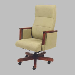 High Back Wooden with Fabric Revolving & Recliner Chair | Director Chair | Office - Cream Color