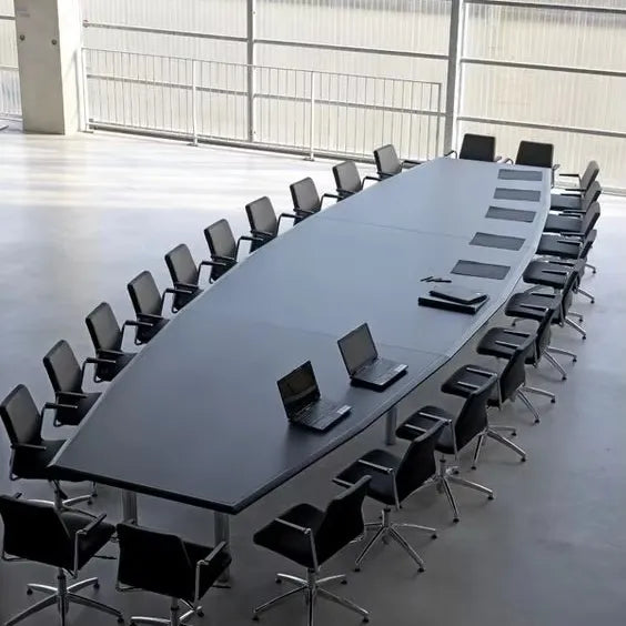 Conference Table in Pre-laminated with edge banding and Metal Leg Base