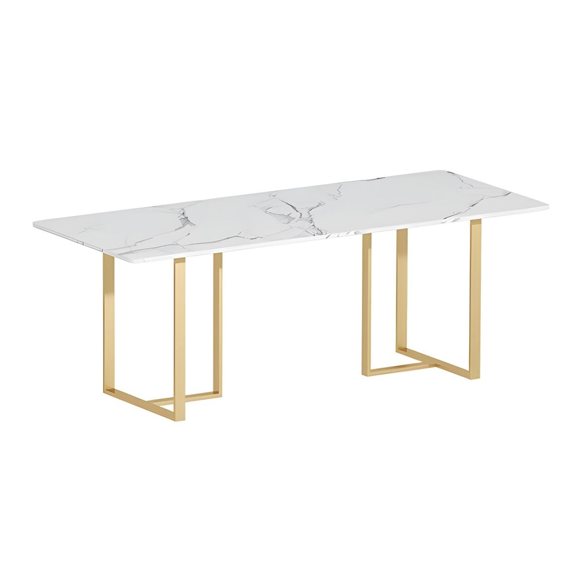 Conference and Meeting Marble Laminate Top Office Table Base in MS Metal Legs with Golden Powder Coating ( 8x3 Ft.)