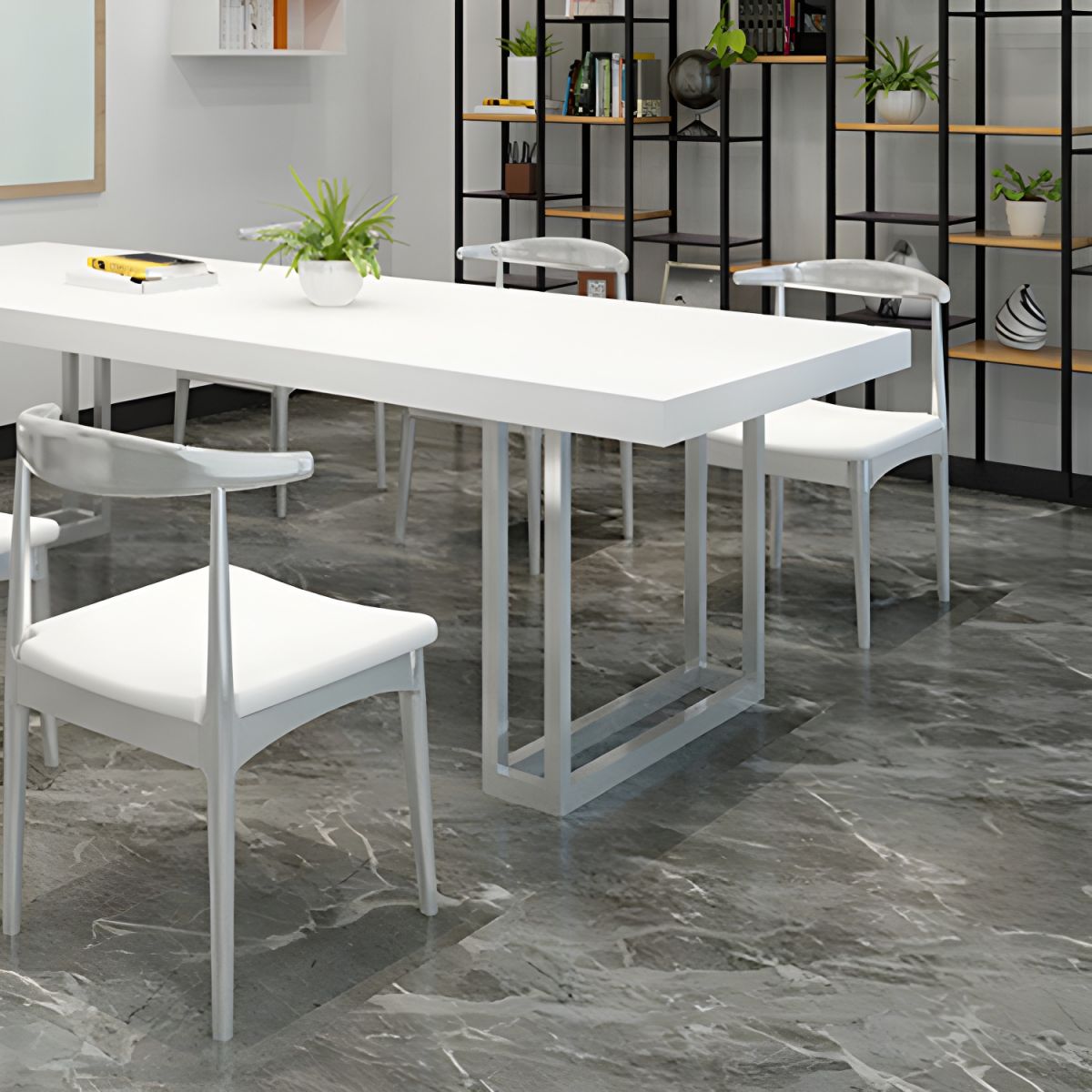 Conference and Meeting Room Office Table Sleek New Design Made in MDF with Laminate Base In SS Metal Legs ( 5.3x2.3 Ft.)