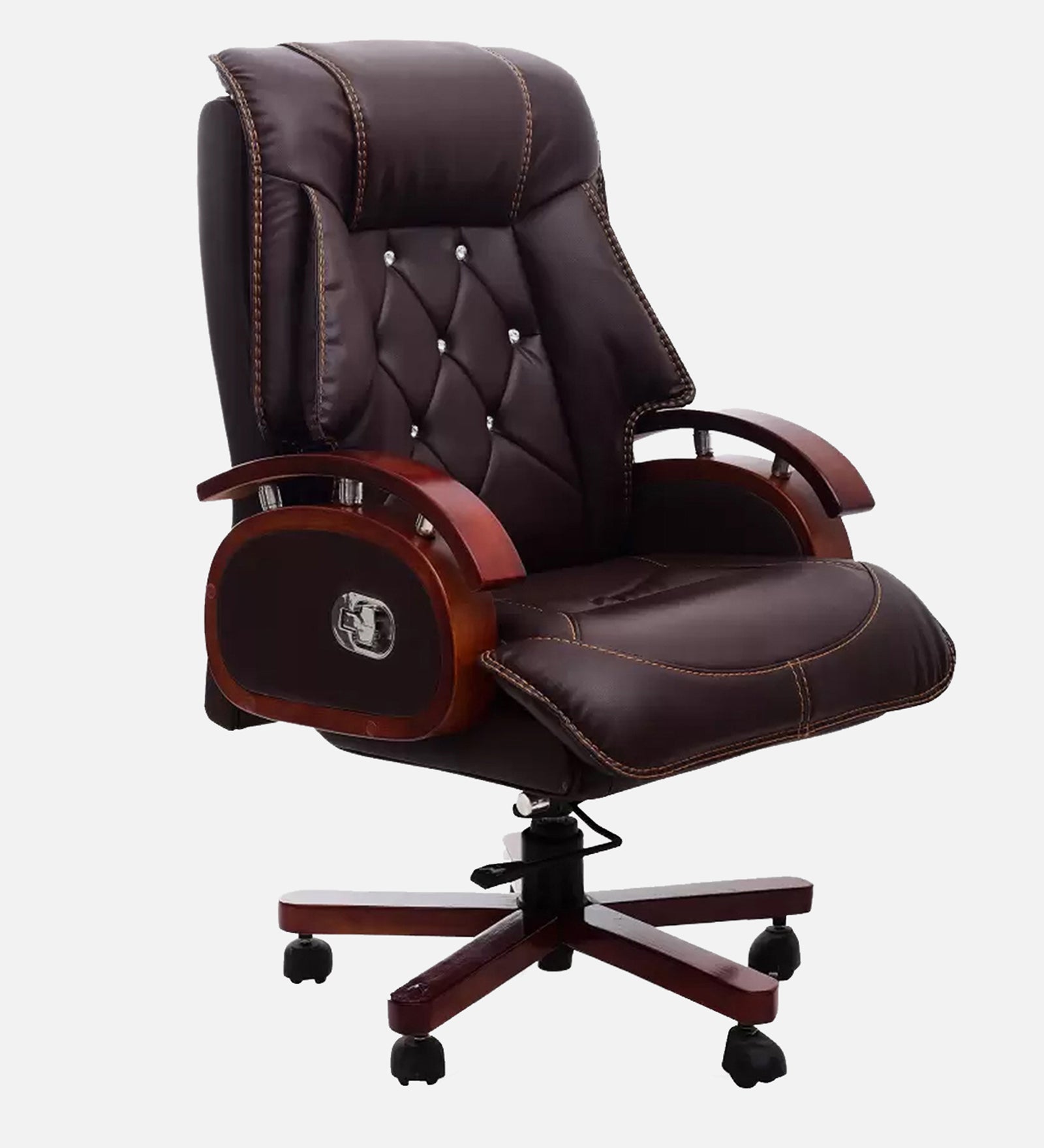 High Back Director Chair with Height Adjustable Wooden Base