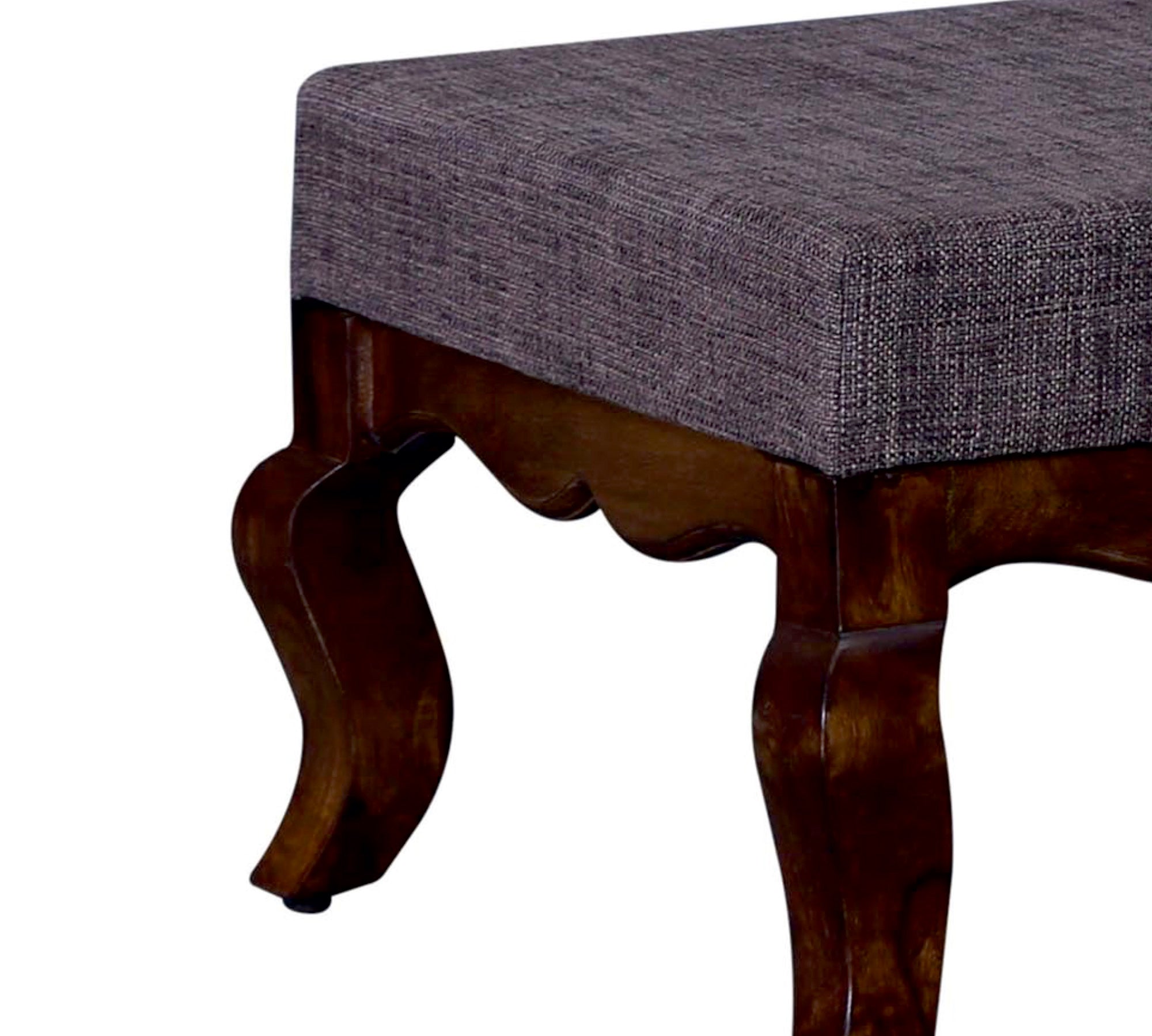 Ottoman with Wooden Legs Fully Cushioned Cotton Fabric