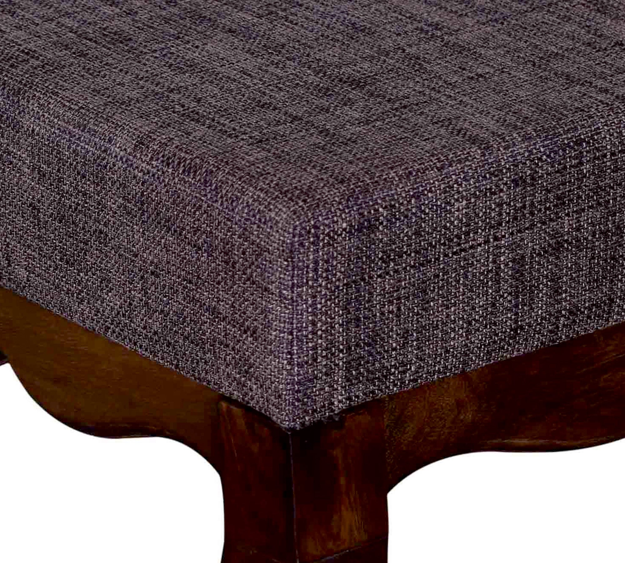 Ottoman with Wooden Legs Fully Cushioned Cotton Fabric