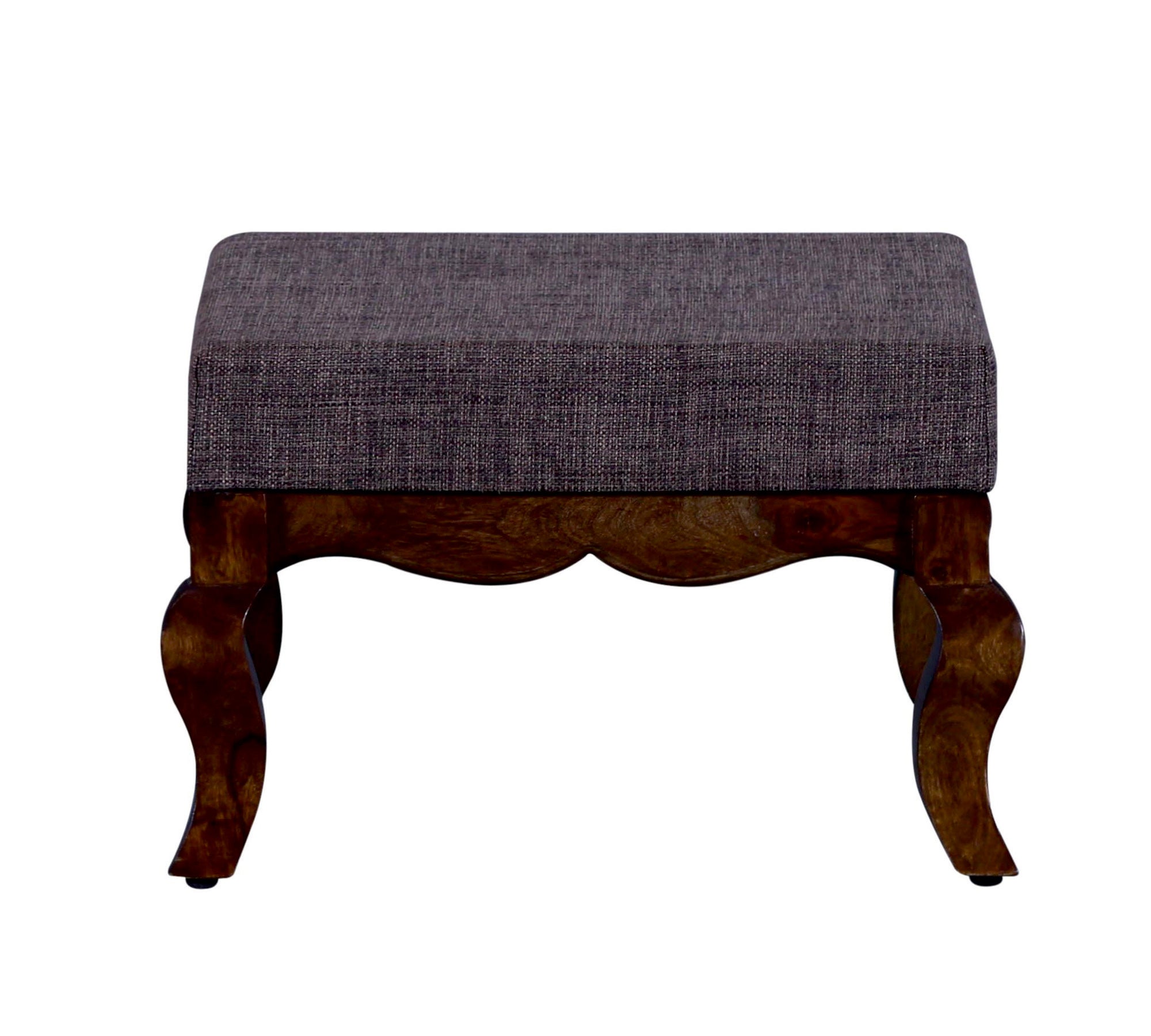 Ottoman with Wooden Legs Fully Cushioned Cotton Fabric