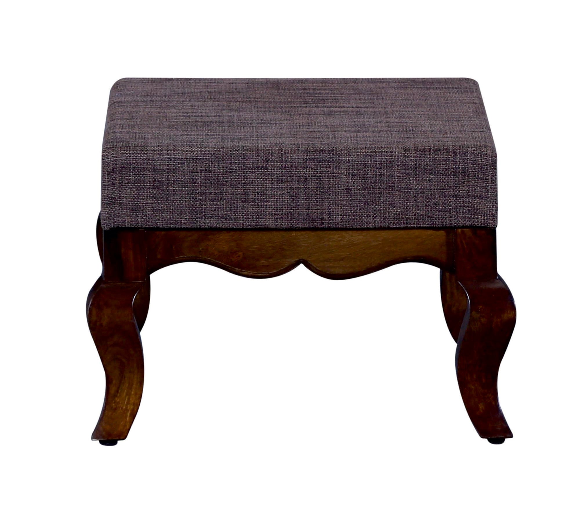 Ottoman with Wooden Legs Fully Cushioned Cotton Fabric