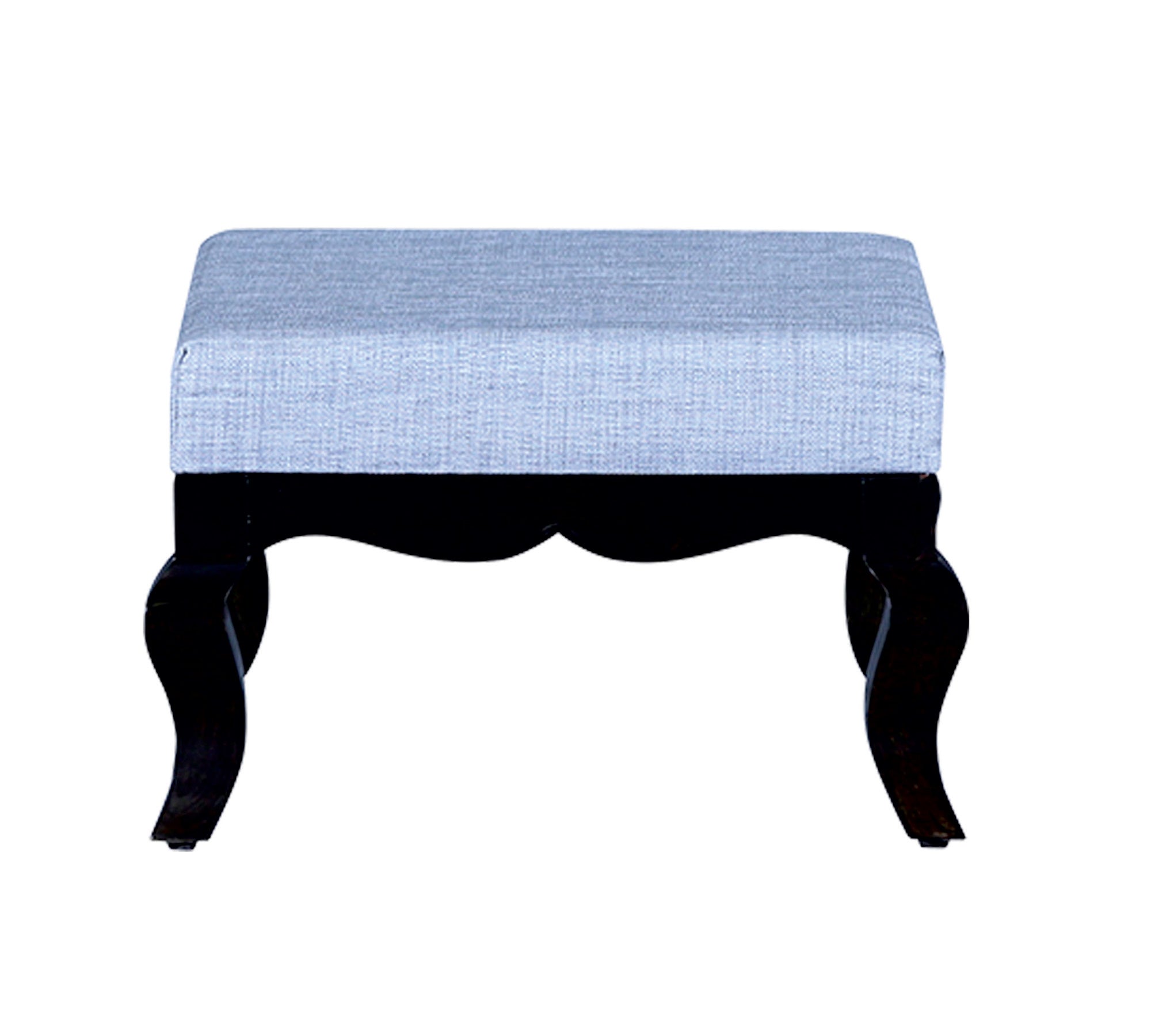 Ottoman with Wooden Legs Fully Cushioned Cotton Fabric