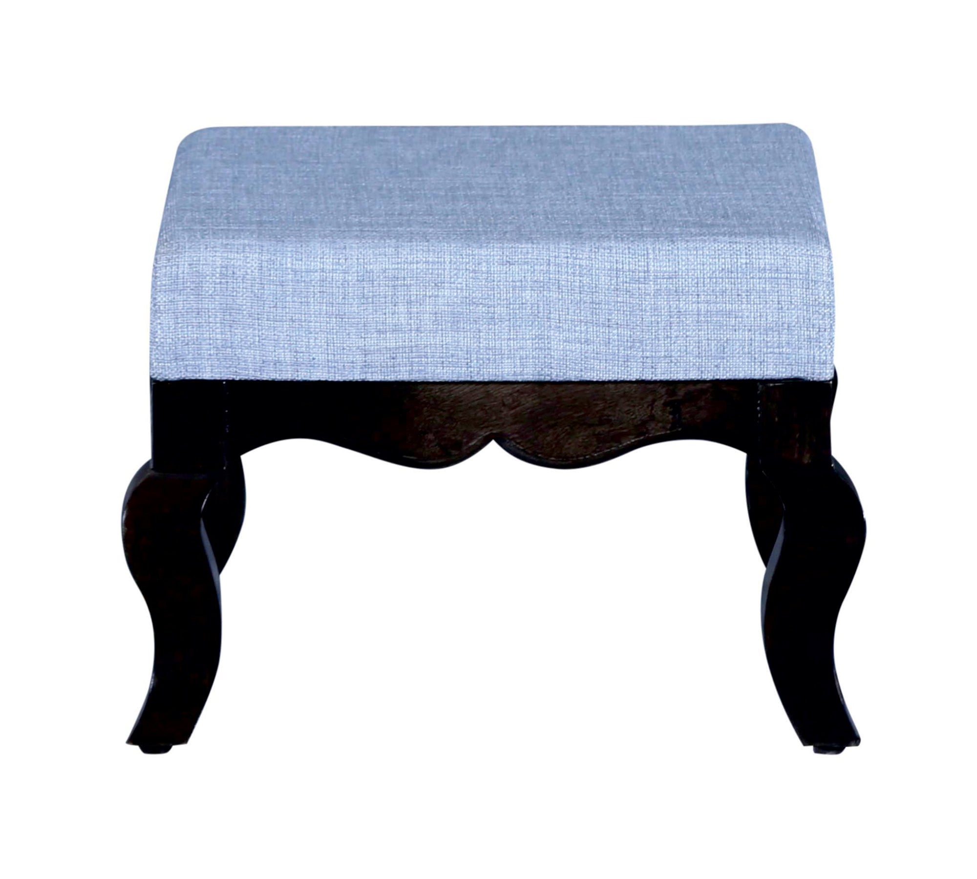 Ottoman with Wooden Legs Fully Cushioned Cotton Fabric