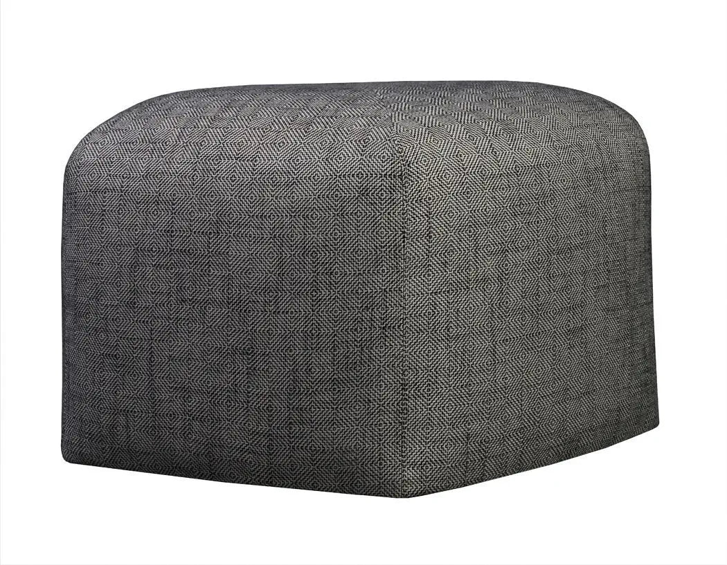 Ottoman in Pentagon Shape Structure Solid Wood & Fabric Upholstery