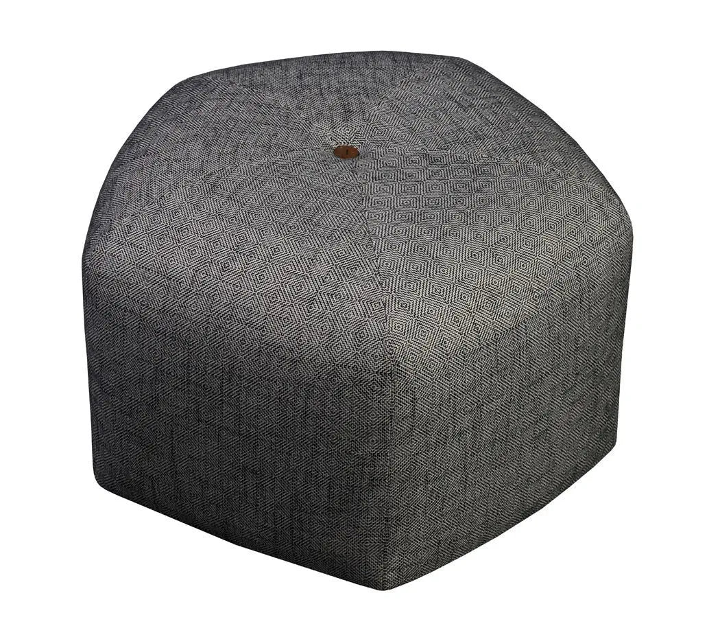 Ottoman in Pentagon Shape Structure Solid Wood & Fabric Upholstery