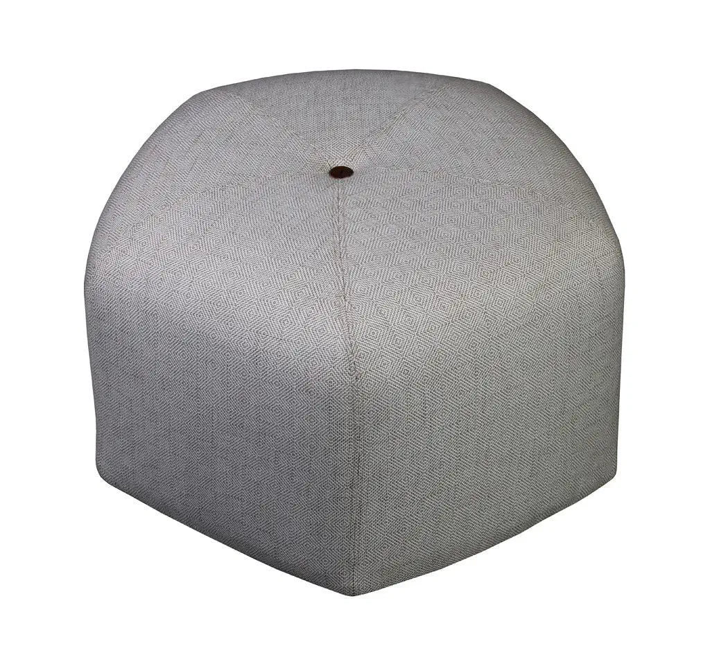 Ottoman in Pentagon Shape Structure Solid Wood & Fabric Upholstery