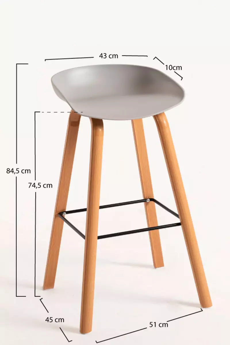 Bar Metal Stool Made in Metal Base Frame Legs and Seat in Plastic for Shop & Home