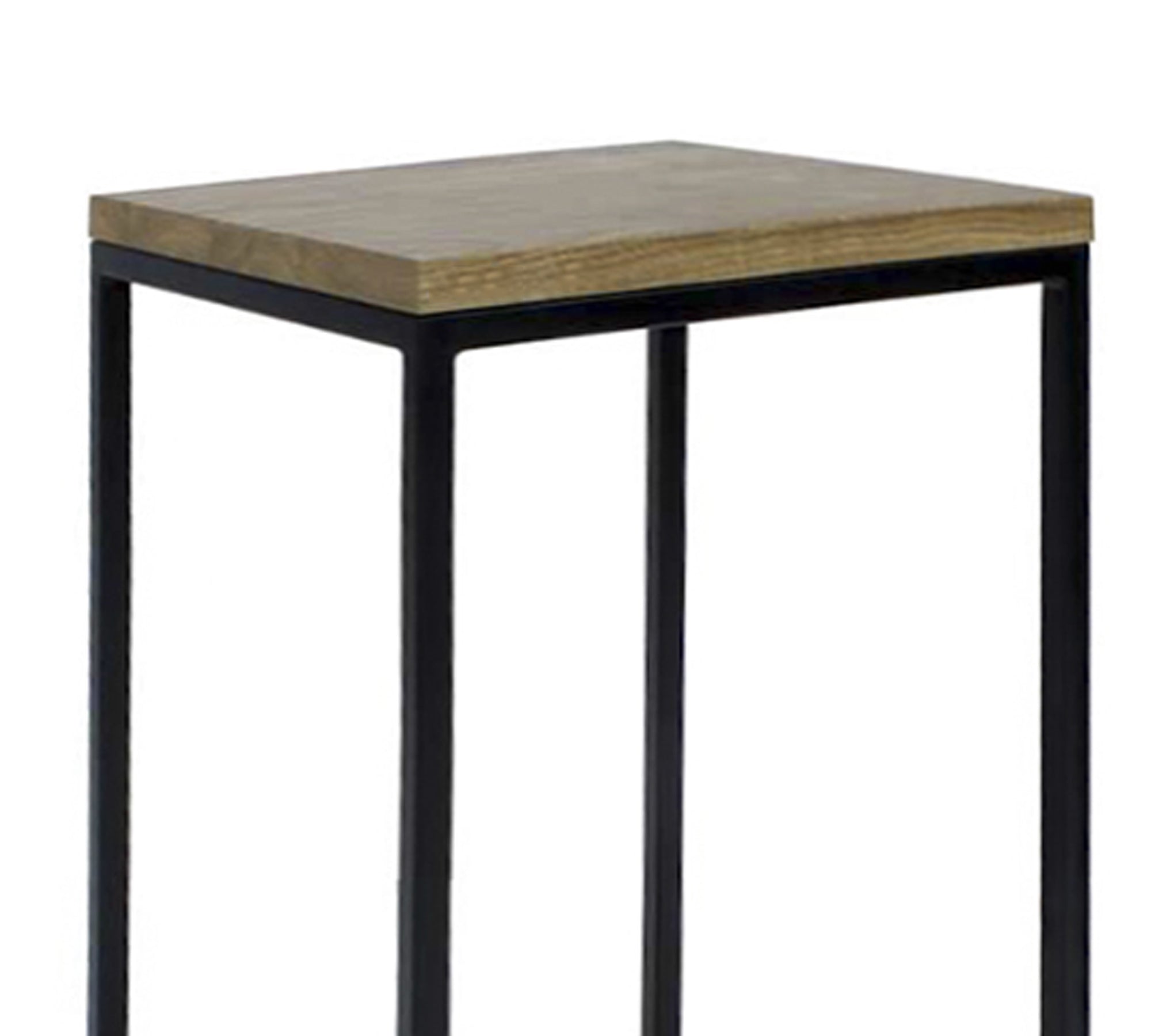 Wooden Side Table With Metal Frame Base