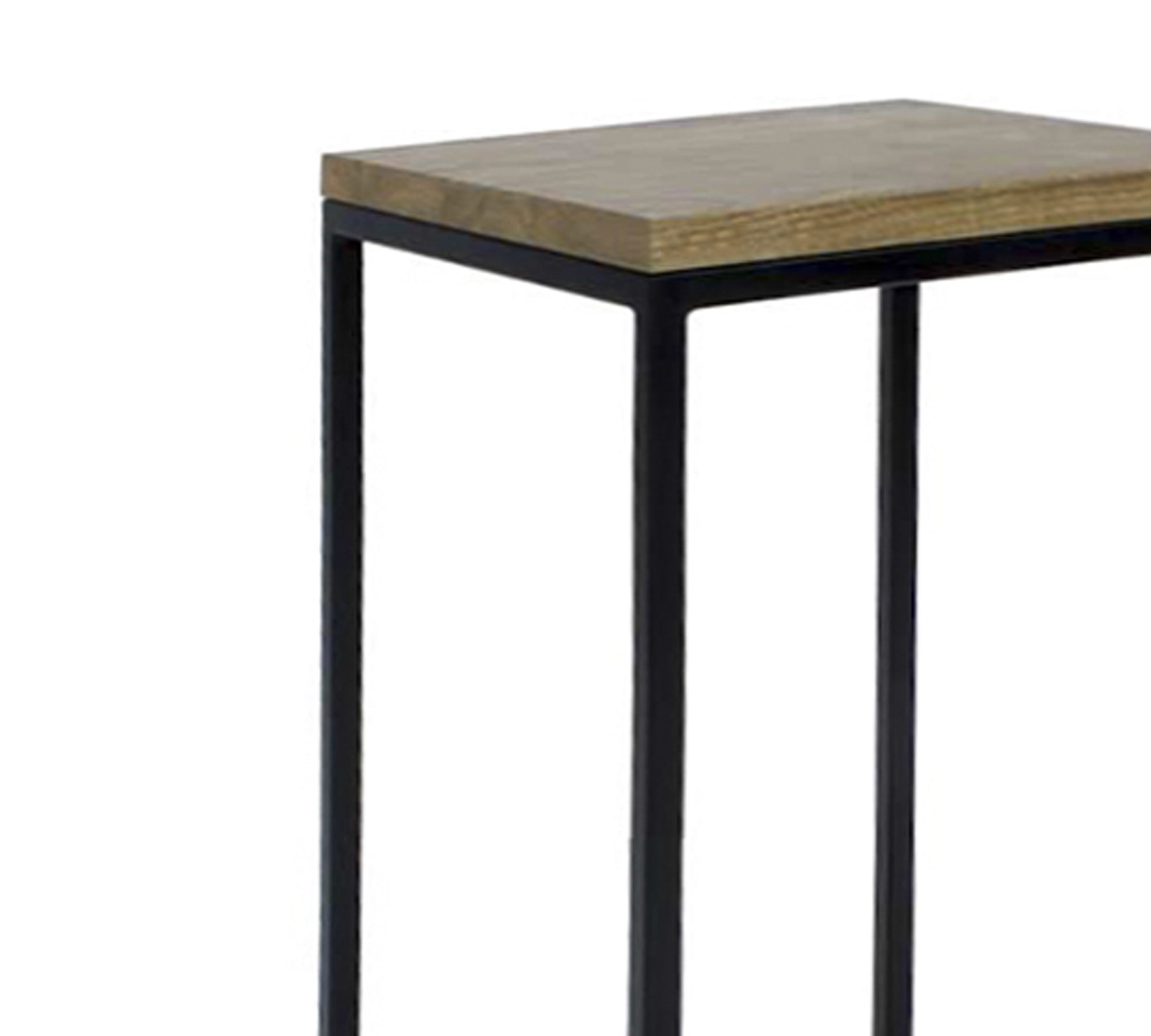 Wooden Side Table With Metal Frame Base