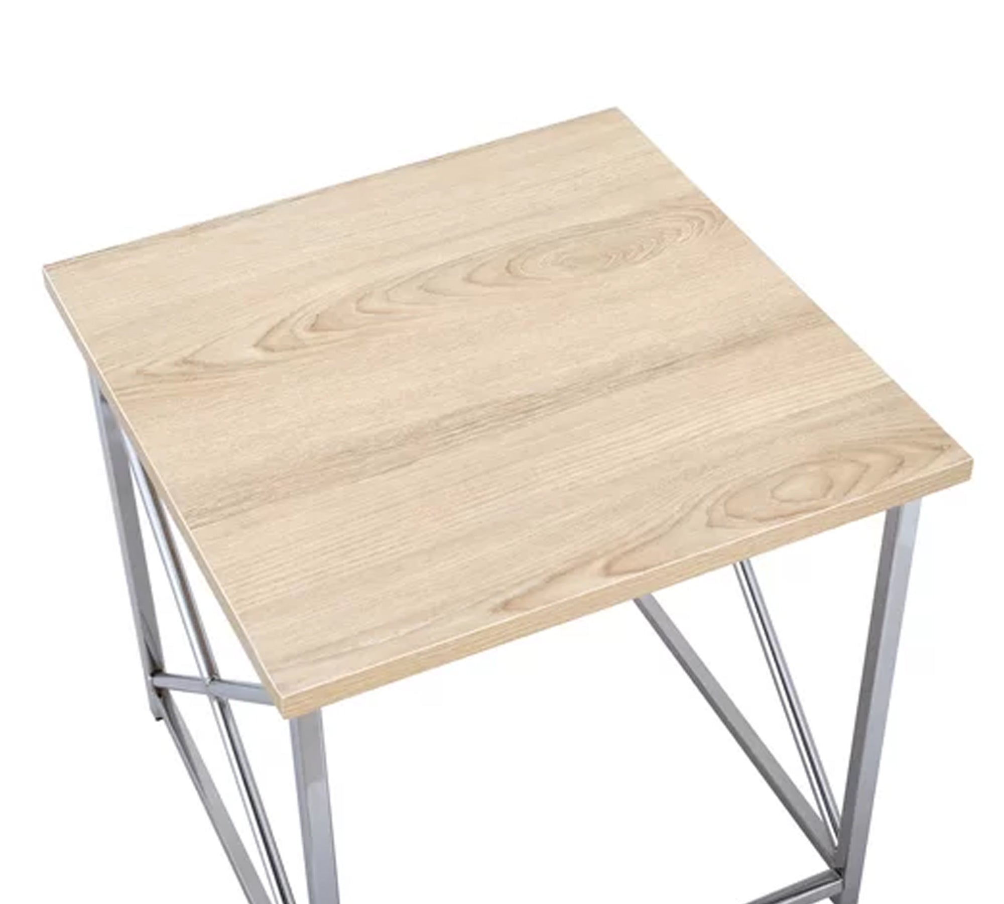 Wooden Side Table With Metal Frame