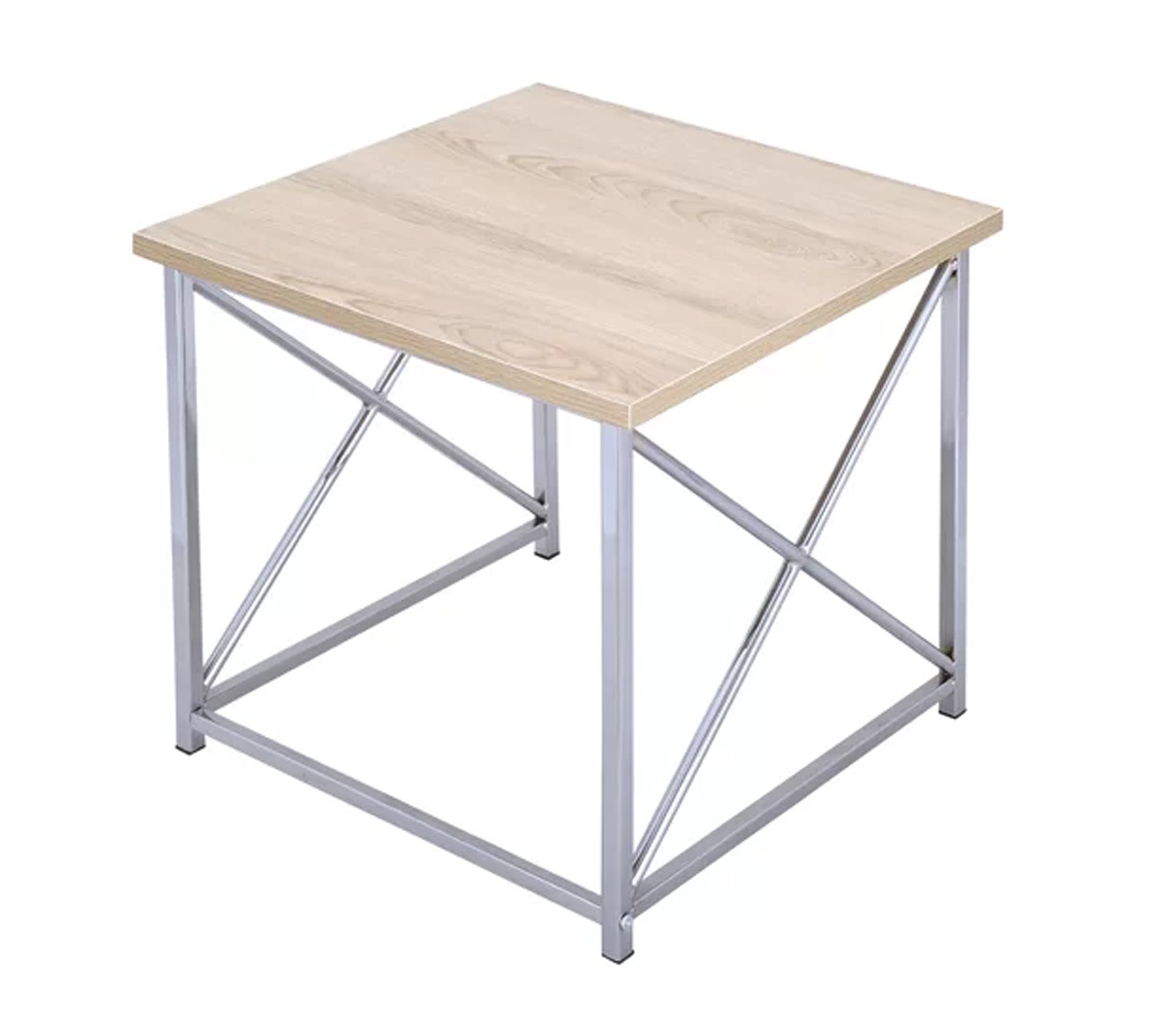 Wooden Side Table With Metal Frame