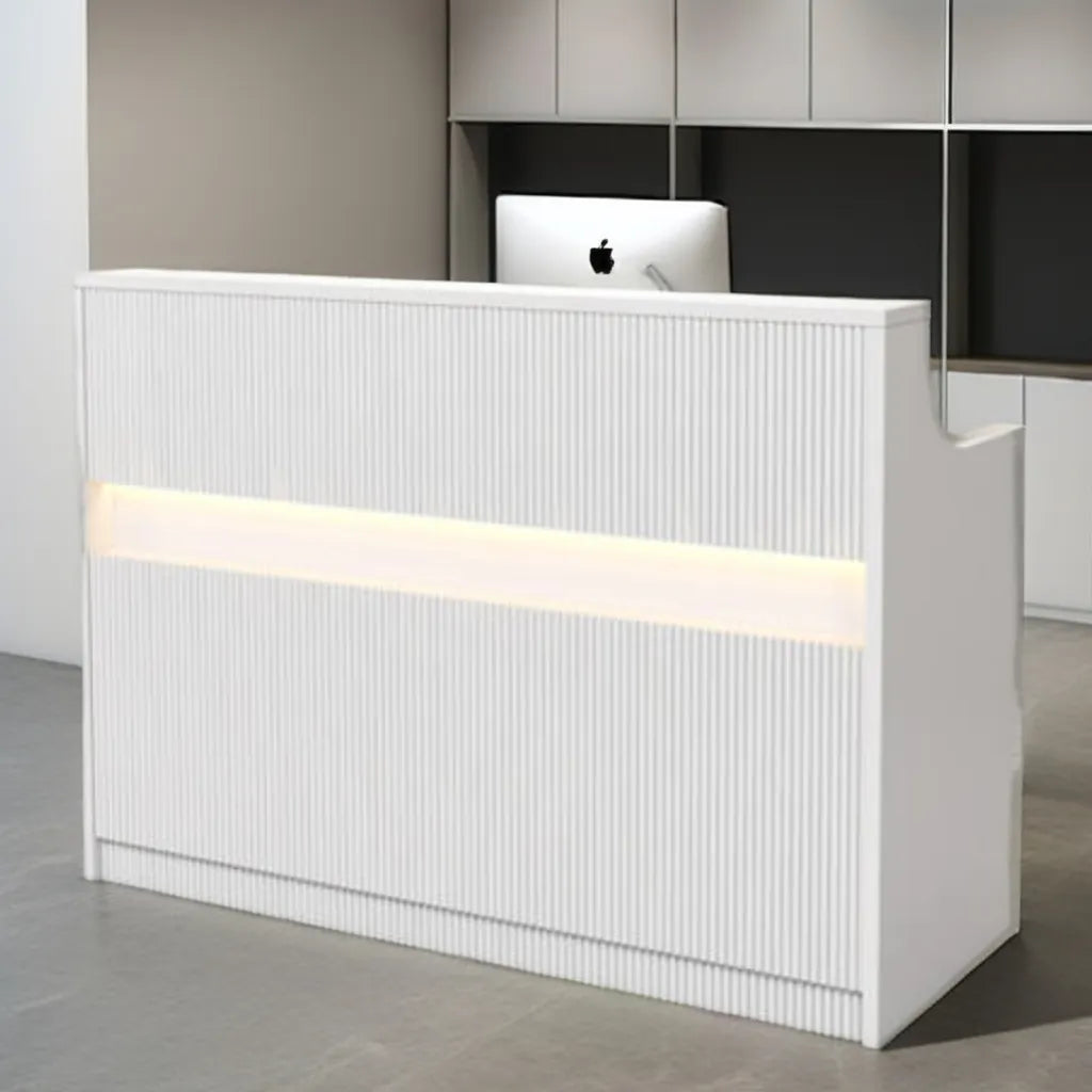 Reception Table for Office Counter Made in MDF with Small Store Front Desk and Drawers & CPU Space - White Color