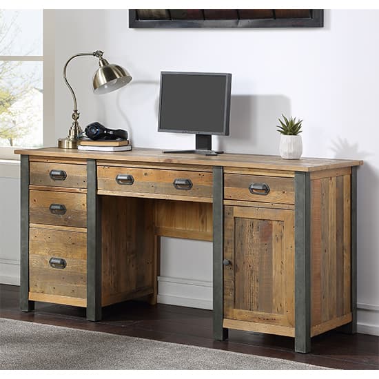 Home and Office Computer Table Made in Solid wood and pedestal desk has a flip down keyboard drawer and plenty of storage