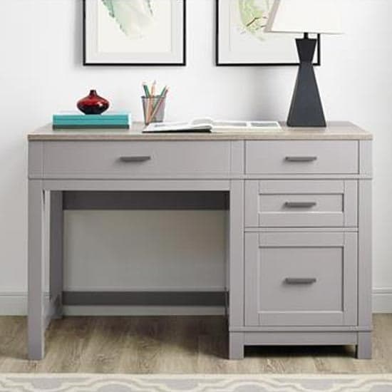 Modern Lift-Top Laptop Desk in Grey and Oak: Stylish and Functional Workspace Solution-Grey Color