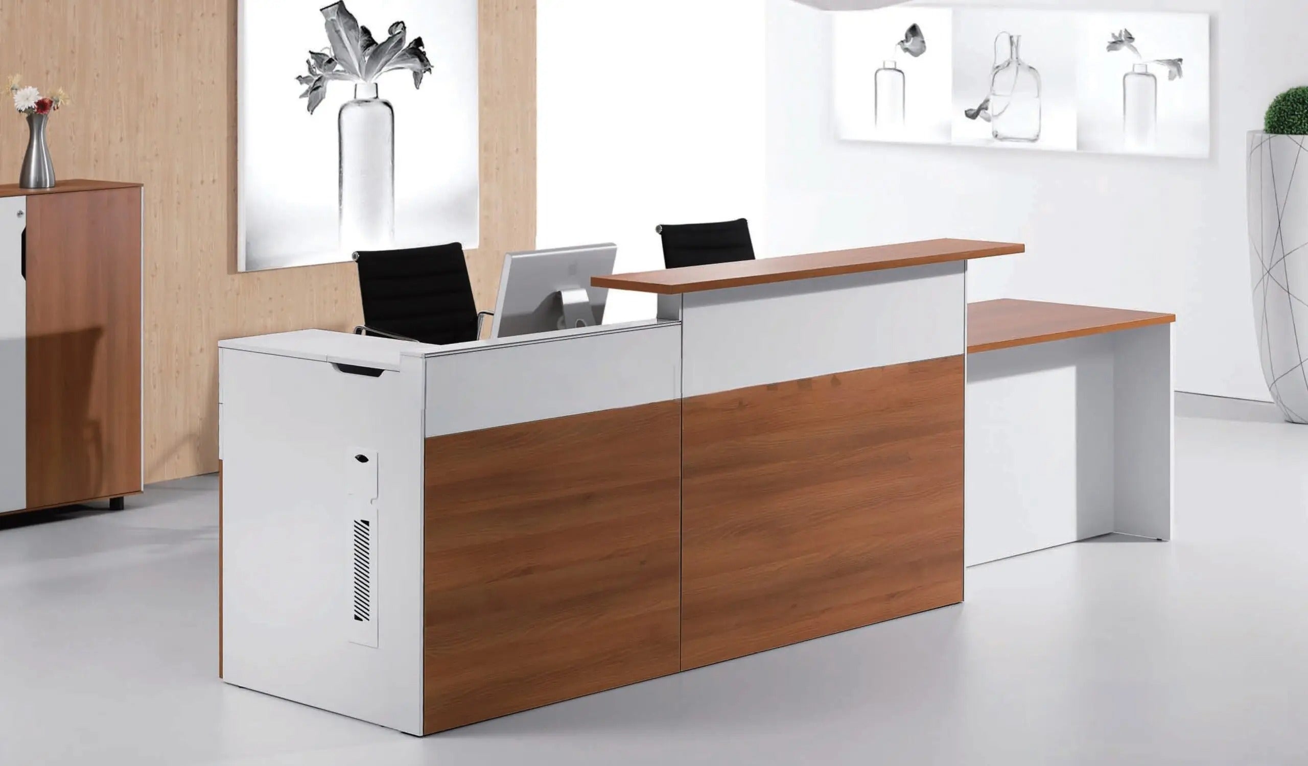 Reception table made in Engineered wood and laminate is a superb highly durable material and a world standard for premium furniture