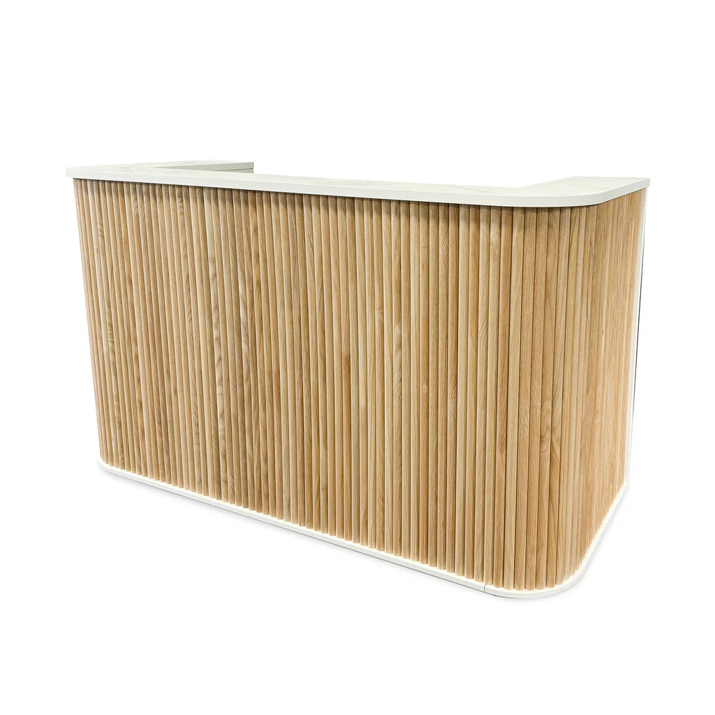 Stylish Reception Table for Office Made in Flexible Ply with Pinewood U Shape Design and Hand Crafted Statement Piece that Combines the Natural Beauty