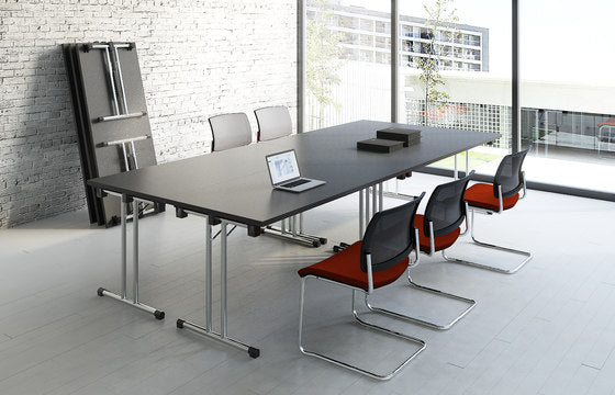 Meeting Table for Office Furniture Made in Particle Board/ MDF/Plywood with Metal Legs and Versatile Folding Conference Table