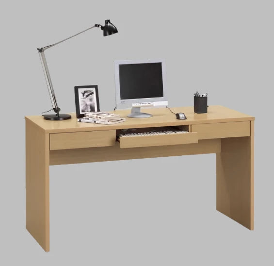 Office desk and Computer Table Fitted with Easy slider keyboard shelf made in Pre laminated  particle Board white Brown