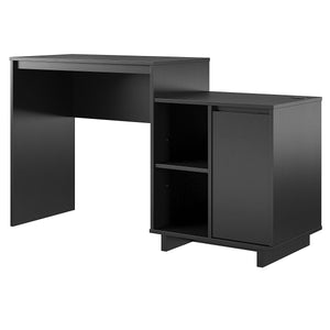 Office Computer and study table made in Pre-laminated board Drawers and Bookcase- Black Color