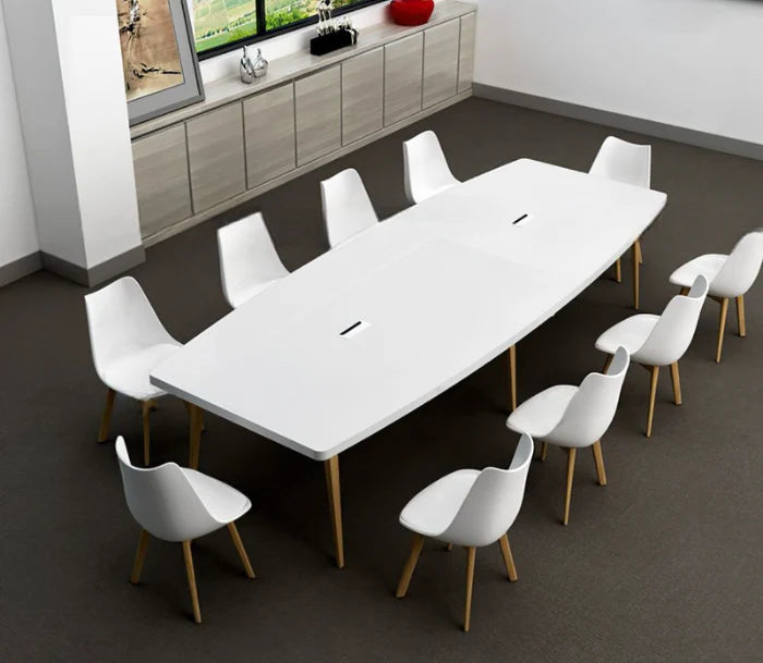 Conference Table for Office Furniture Modern Design Made in Particle Board with teak Legs Base