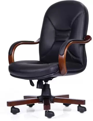 Office Chair Ergonomic Leatherette and Wooden Base & handles with padding give an extra dose of comfort