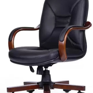 Office Chair Ergonomic Leatherette and Wooden Base & handles with padding give an extra dose of comfort