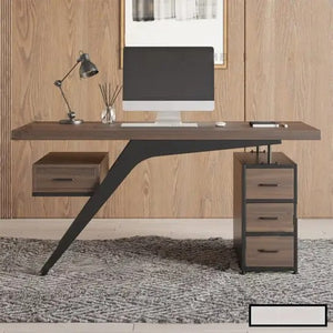 Modern Design Computer Desk with 4 Drawer for Home & Office made in MDF with Metal - Brown Color