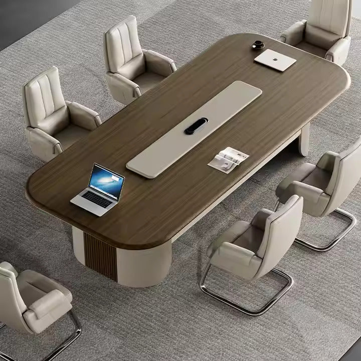 Conference Meeting for Office Table Oval-shape Conference Table with Cable Outlet Design