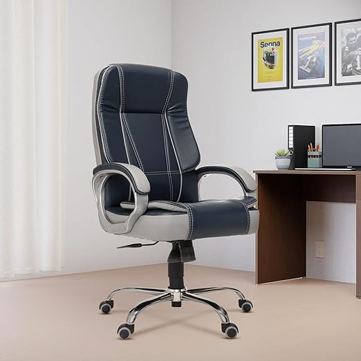 Home & Office  High Back Leatherette Chair | Director Chair | Office Chair | Ergonomic Executive Boss Chair with Spacious Cushioned Seat | Heavy Duty Metal Base