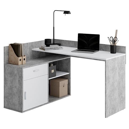 Home and office Corner L shape Desk and table Multi useable with 2 Drawers and Openable Storage- Grey Color