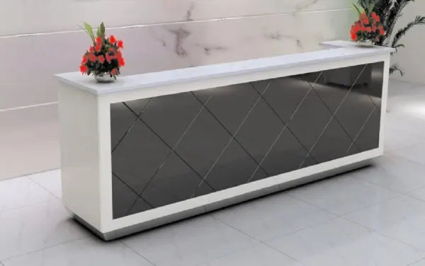 Reception Table for Office Luxury Design Counter Desk Made from Durable MDF with Surface for Various Interior Styles from Office Drawers and Storage - White & Grey