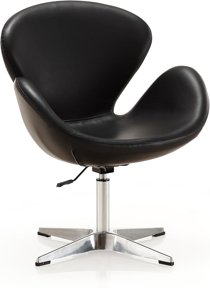 Swivel Lounge Chair With Leatherette Seat in Chrome Legs