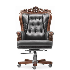 Boss & Director Chair Luxury High-Back Leatherette Office Chair with Swivel, Adjustable Height, Fixed Armrests, and Wooden Base - 111011286