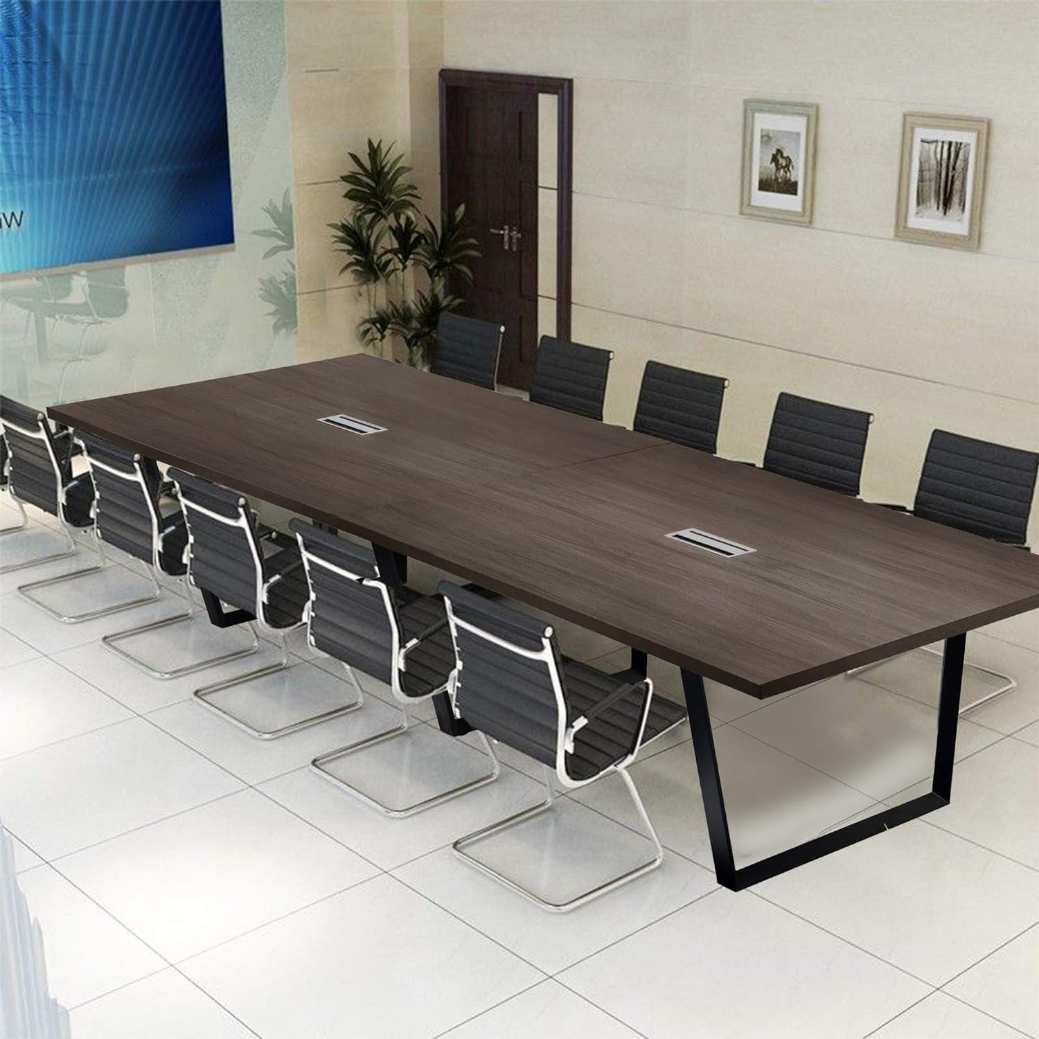 Conference Table for Office Furniture Premium High Quality & Best Design Made in Particle Board/ MDF/Plywood with MS Metal Legs and Wire Manager