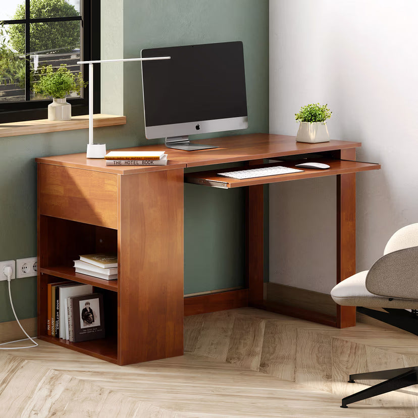 Office and Computer Table and Keyboard Tray Side Storage Made In High Quality Engineered Wood Finish Brown