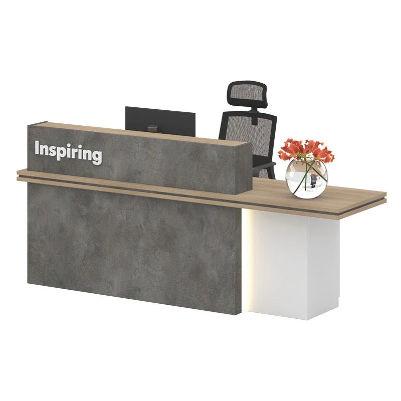 Modern Reception Table For Office Made Engineered Wood and 1 Drawer-Storage and Openable Box  - Grey & White