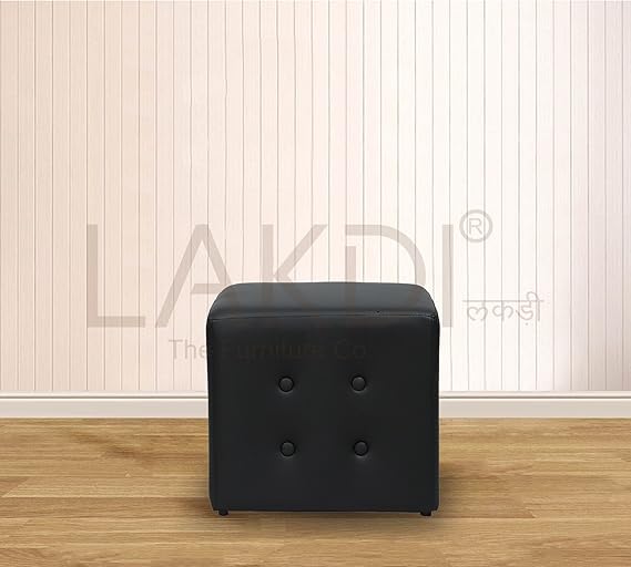 Fully Cushioned Wooden Frame Leatherette Pouffe